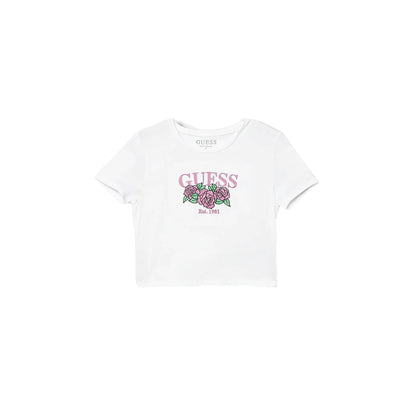 T-shirt bianca Bambina con ricami frontali