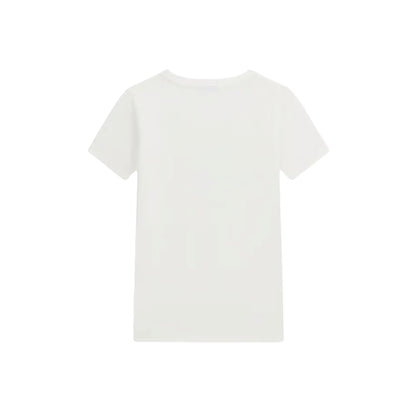 T-shirt Bambina in bianco con logo con strass retro