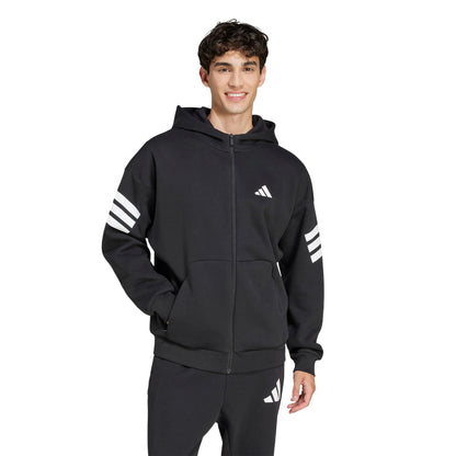 Felpa uomo nera con zip 3stripes