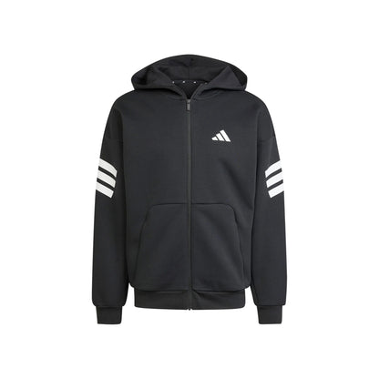 Felpa uomo nera con zip 3stripes