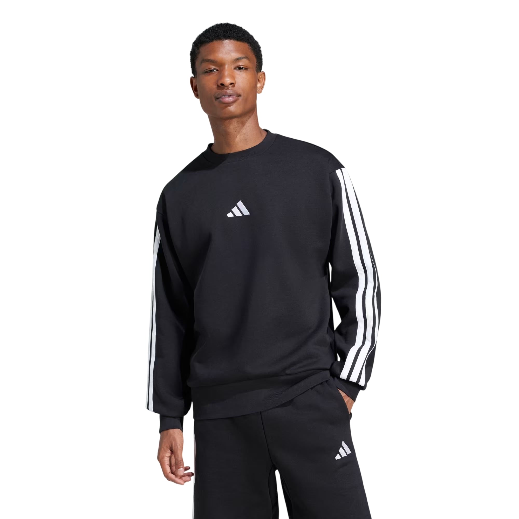 Felpa Uomo Essentials 3-Stripes sulle maniche e logo frontale