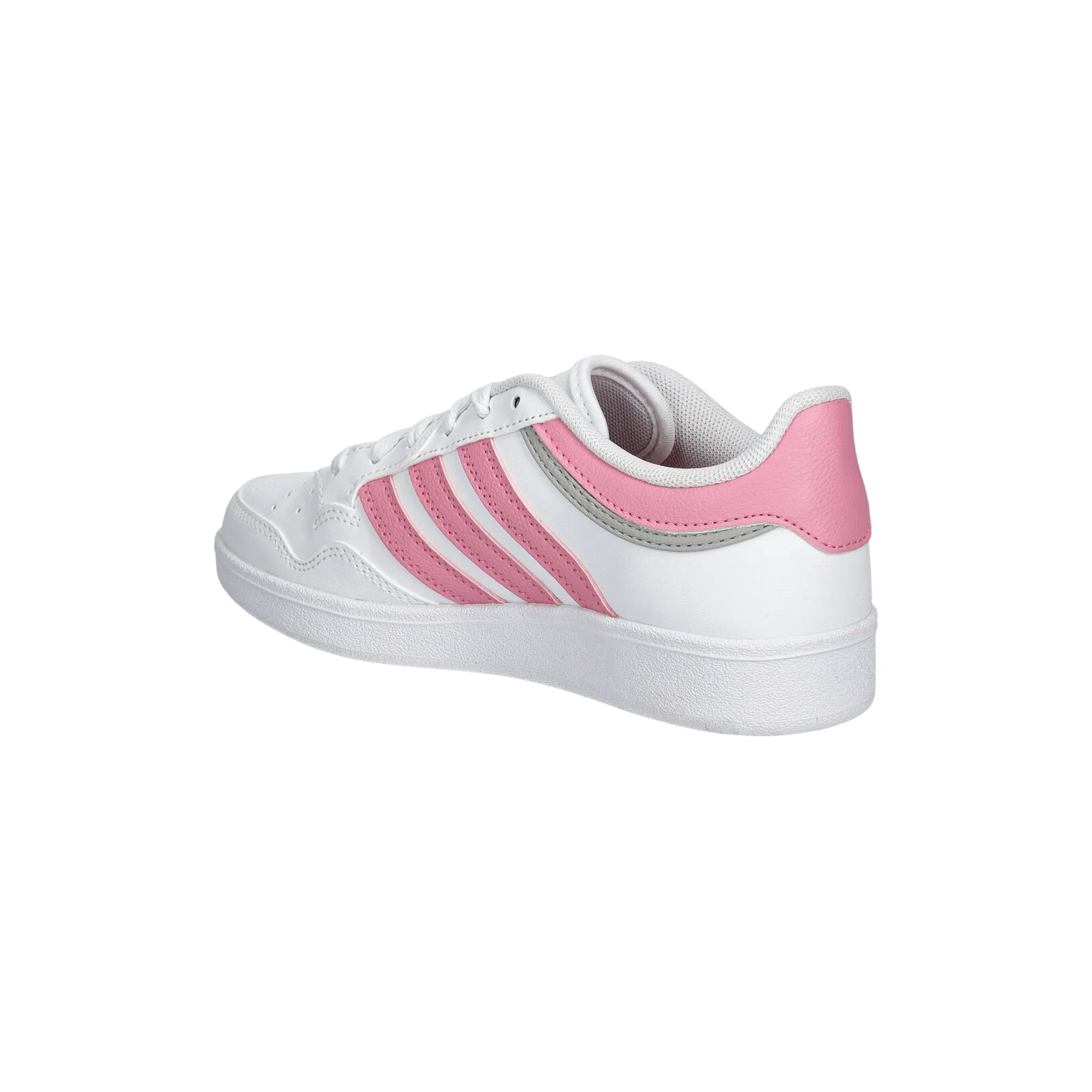 Sneakers Junior Hoops 4.0 Bianco/Rosa, in similpelle con punta traforata 
