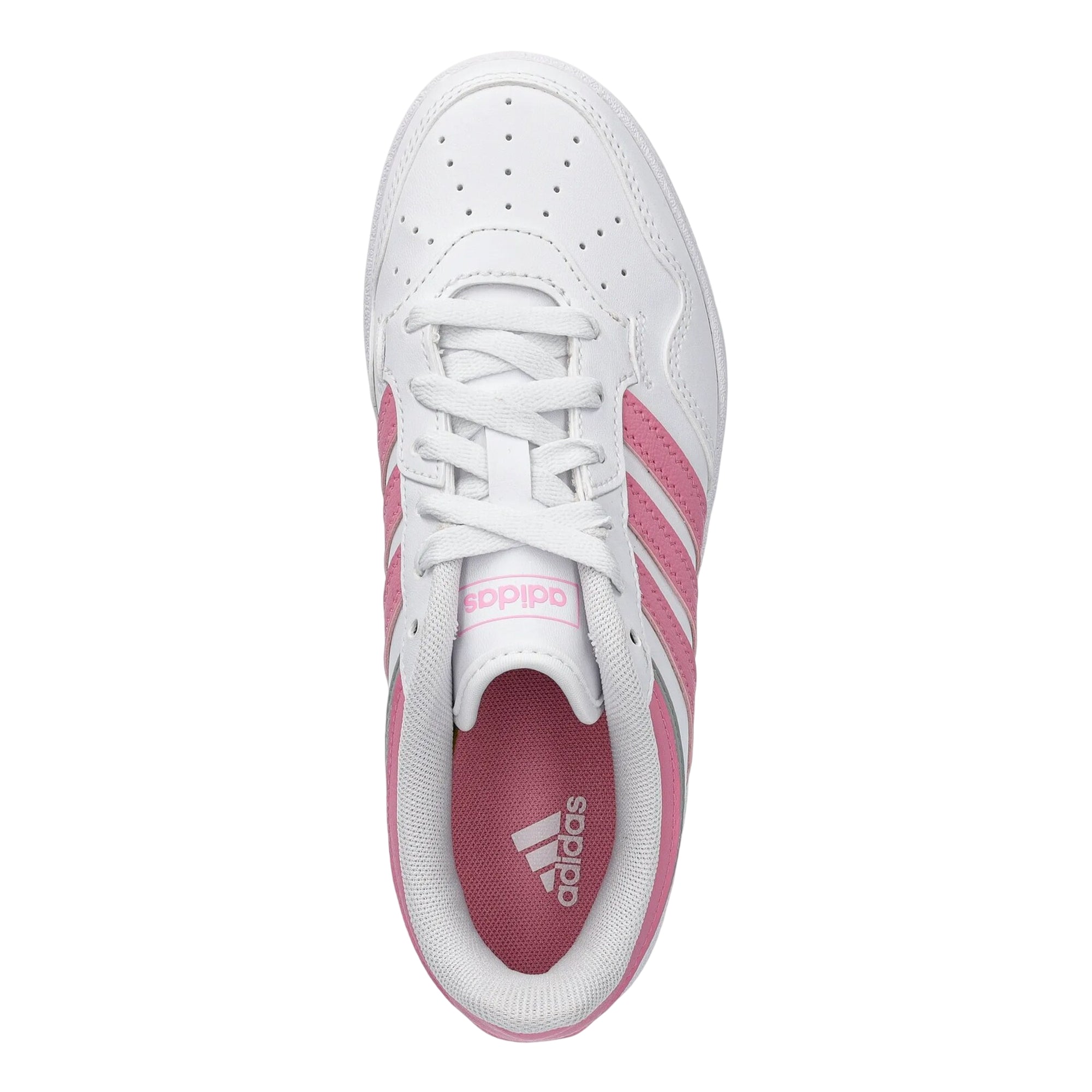 Sneakers Junior Hoops 4.0 Bianco/Rosa, in similpelle con punta traforata 
