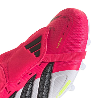 Scarpa da calcio Predator League linguetta ripiegabile bianca e rossa erba artificiale - dettaglio punta