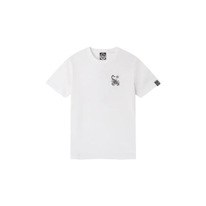 T-shirt Junior stampata "Skulls on fire" Bianco