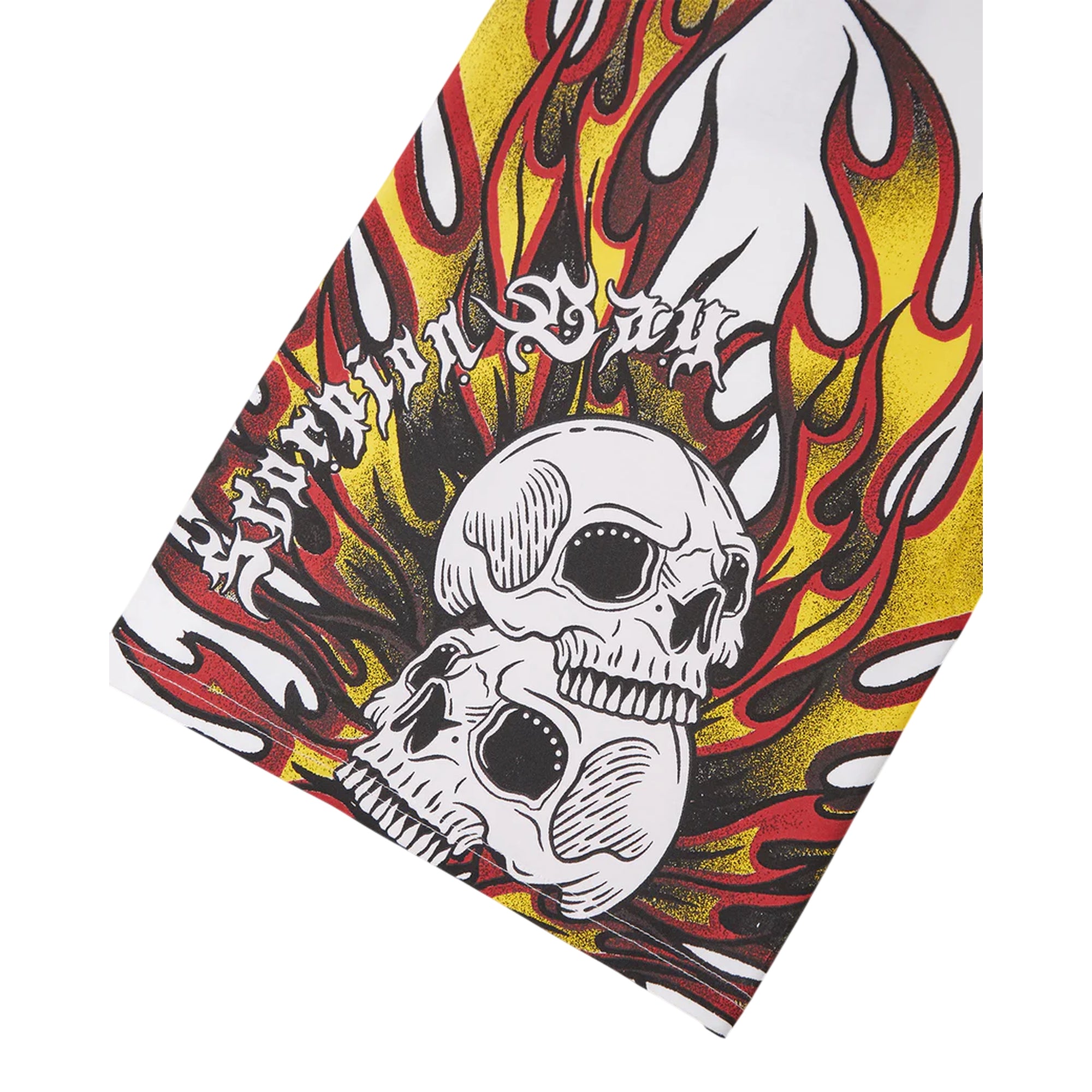 T-shirt Junior stampata "Skulls on fire" Bianco