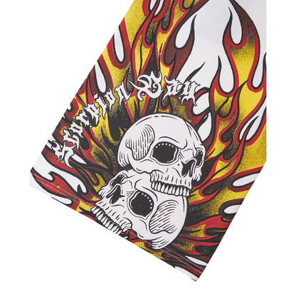 T-shirt Junior stampata "Skulls on fire" Bianco