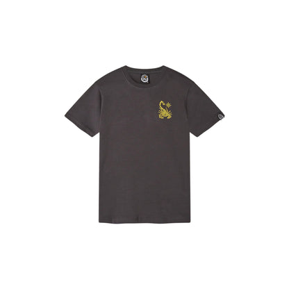 T-shirt Junior stampata "Skulls on fire" Grigio