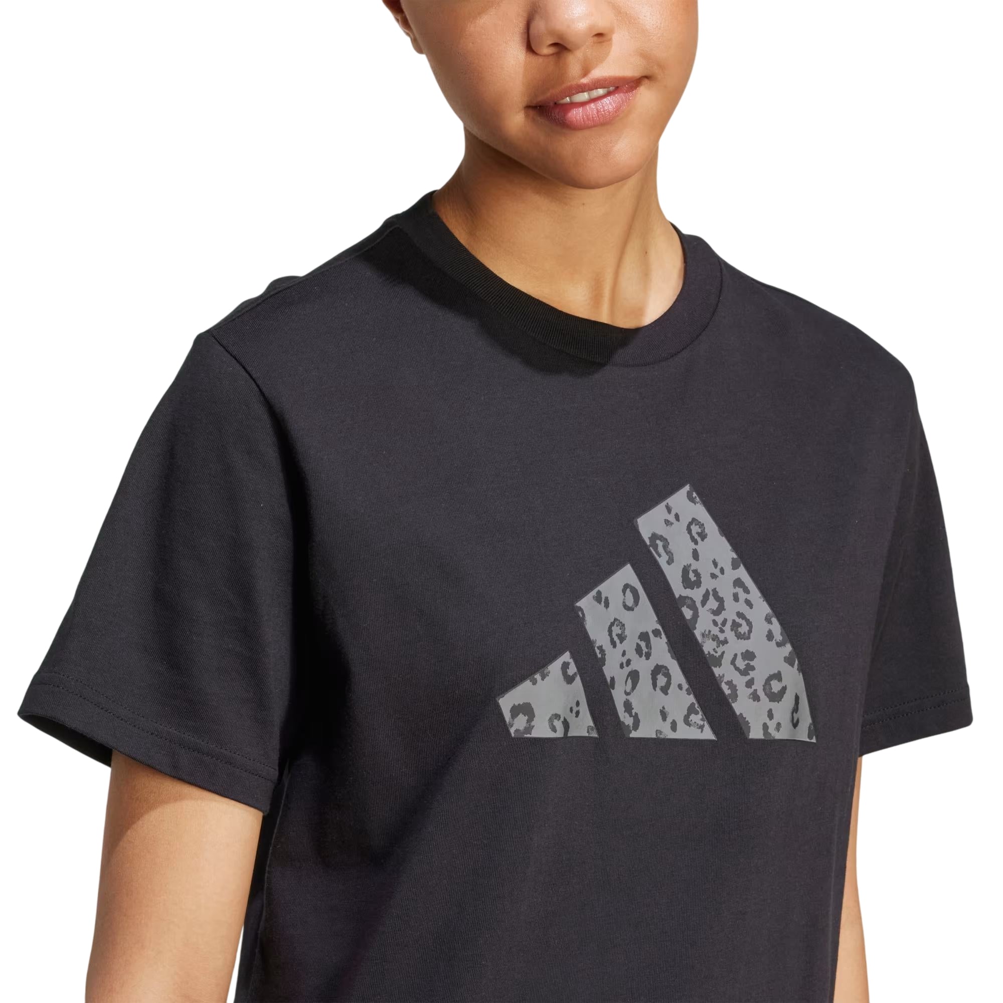 T-shirt Donna a girocollo, con logo animalier frontale