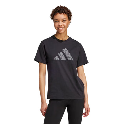 T-shirt Donna a girocollo, con logo animalier frontale