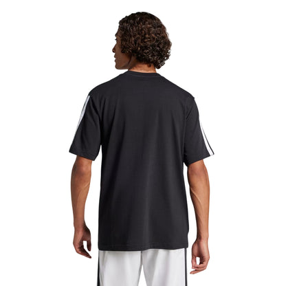 T-shirt Uomo Essentials 3Stripes Single Jersey Nera - retro