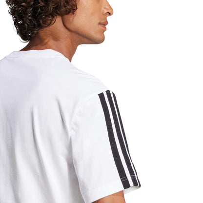 T-shirt bianca uomo Essentials 3Stripes Single Jersey dettaglio
