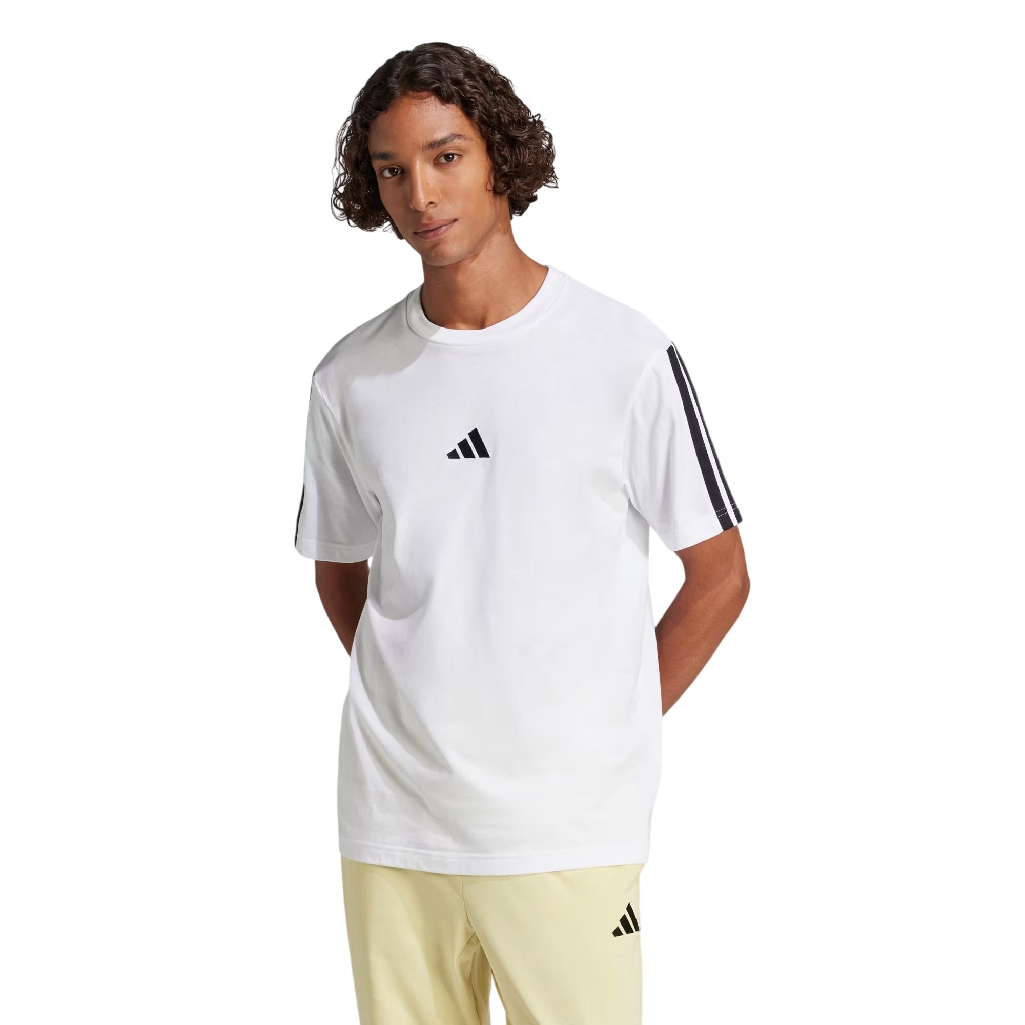 T-shirt bianca uomo Essentials 3Stripes Single Jersey