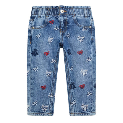 Jeans Bambina a gamba dritta con ricami