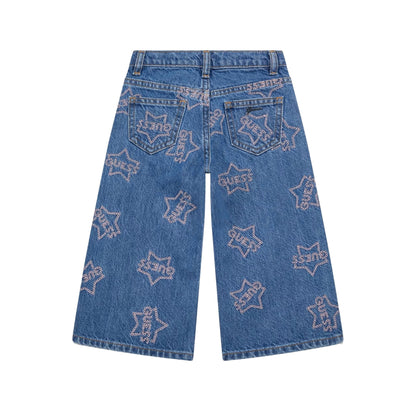 Jeans Bambina a palazzo con stelle all over retro