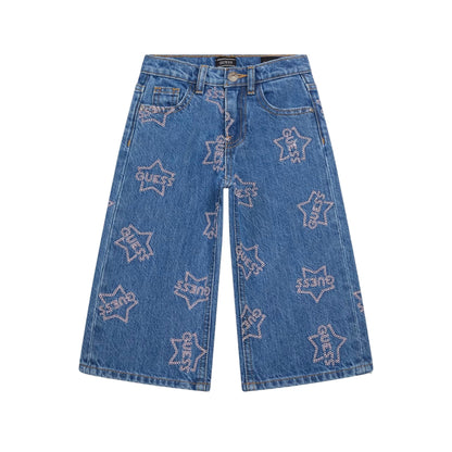 Jeans Bambina a palazzo con stelle all over