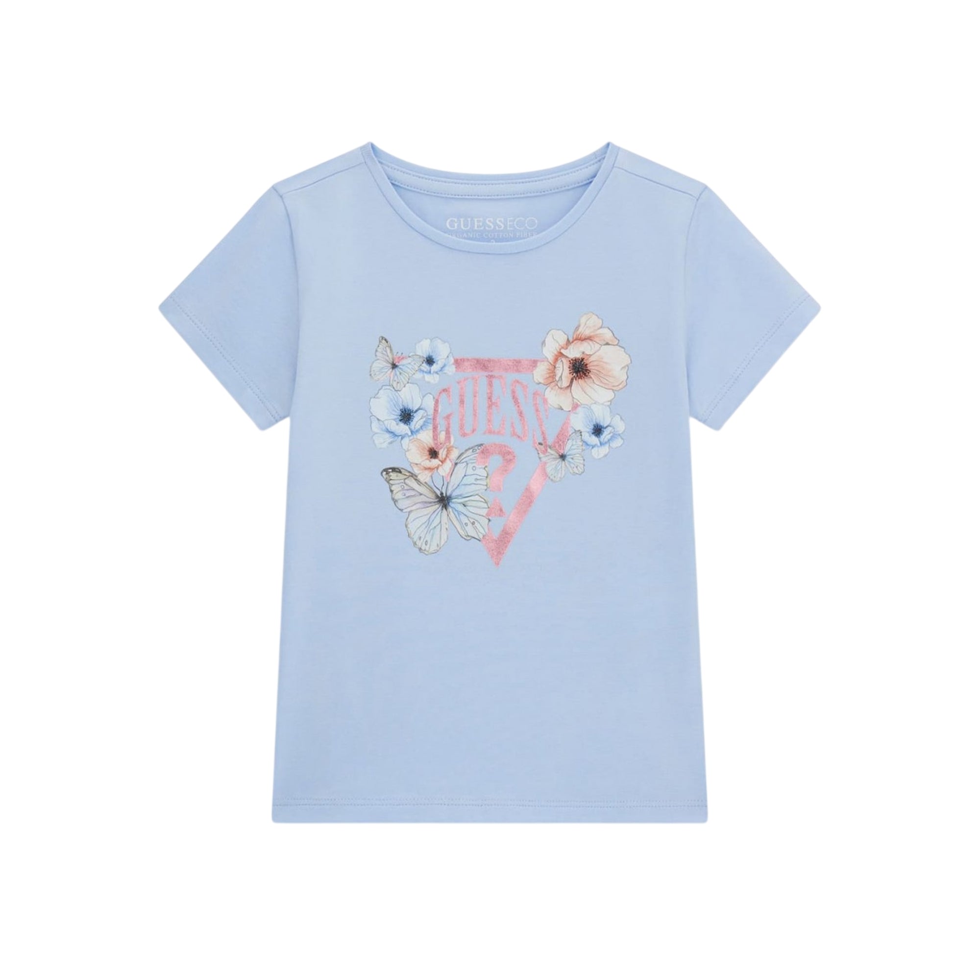 T-shirt Junior Celeste, con stampa frontale e giorocollo