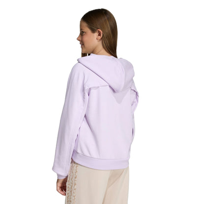 Felpa Bambina con cappuccio Lilla modella retro