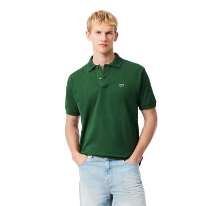 Polo Uomo in piquet di cotone verde modello frontale