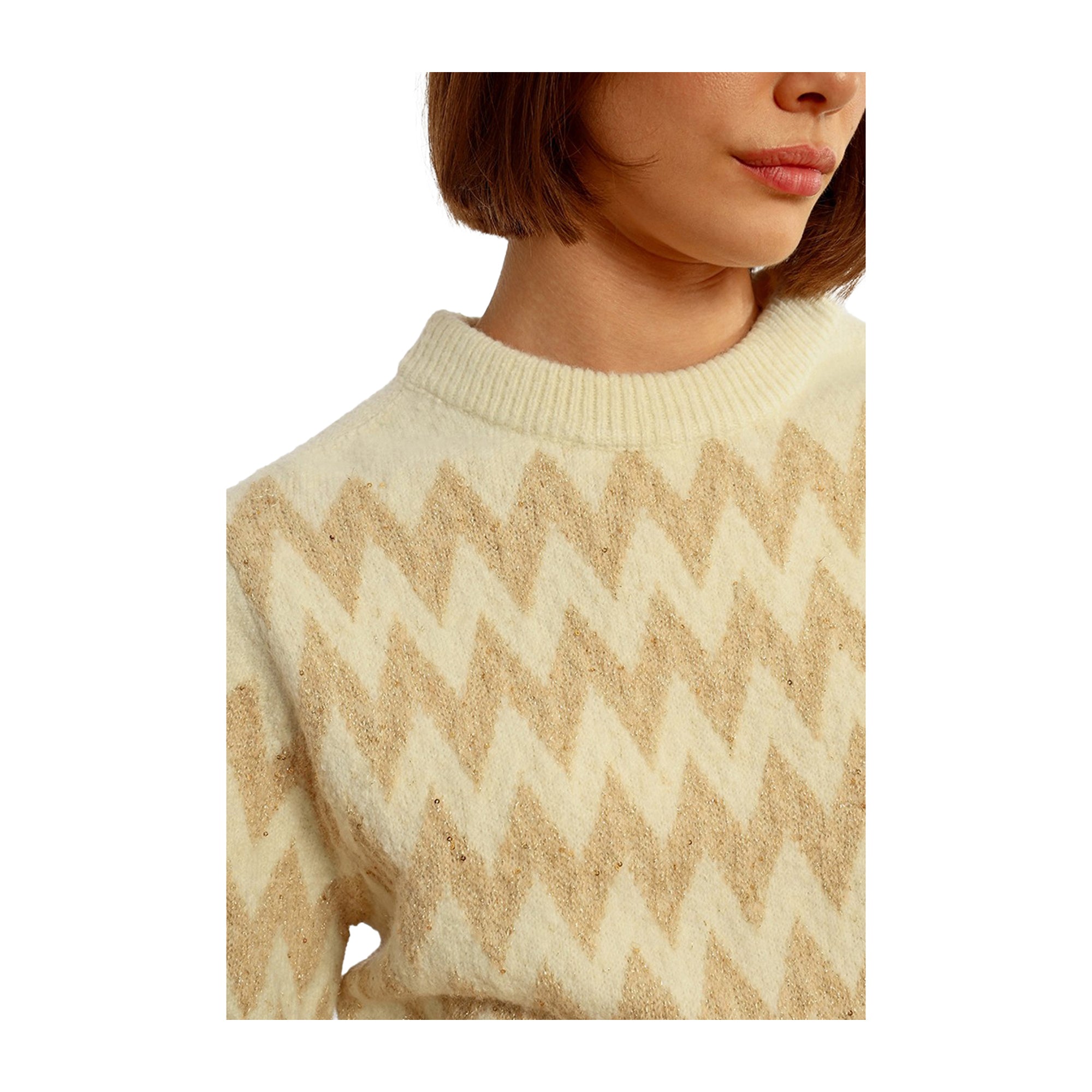 Maglione Donna Beige Molly Bracken Zig Zag