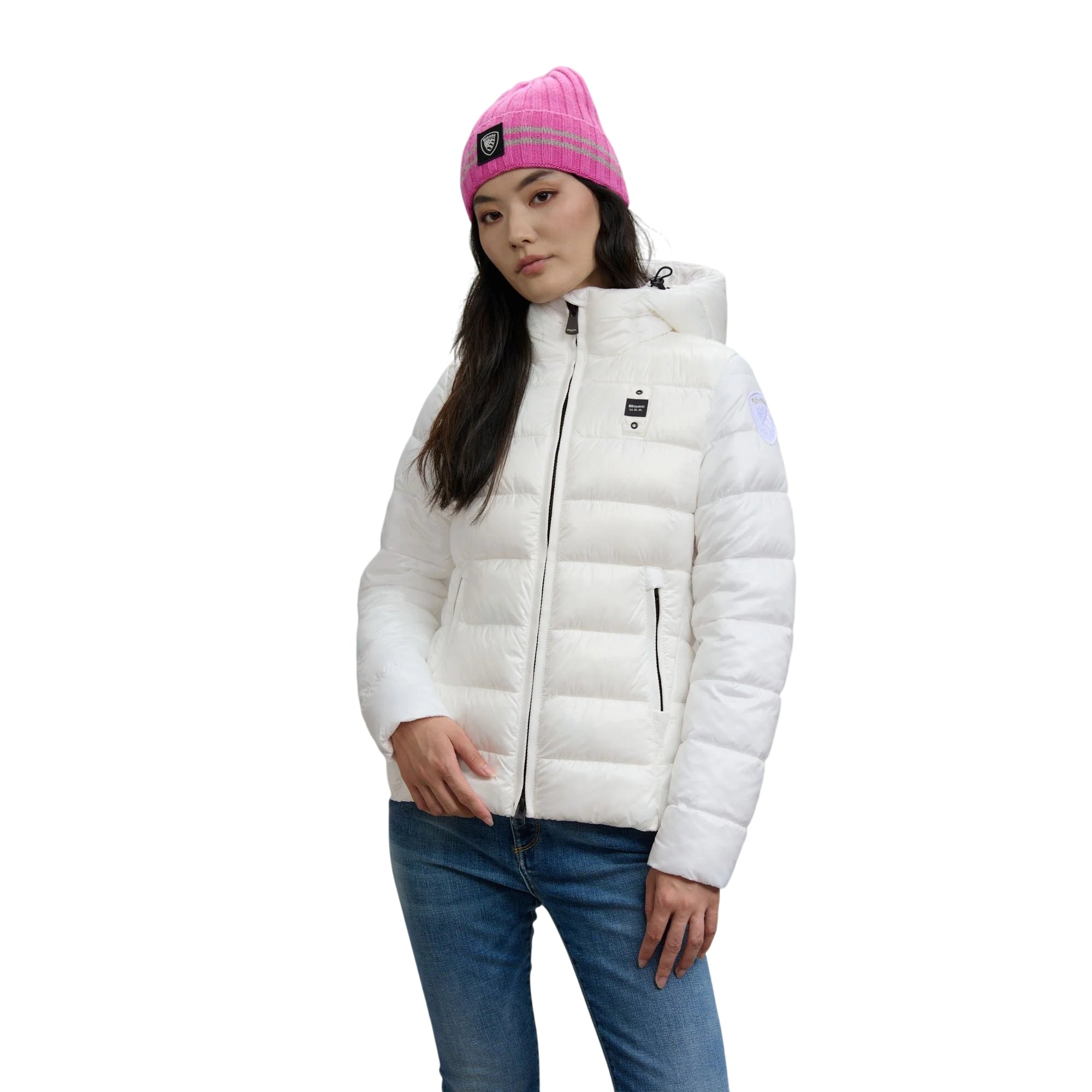 Piumino Donna Caroll Bianco, con cappuccio e zip frontale