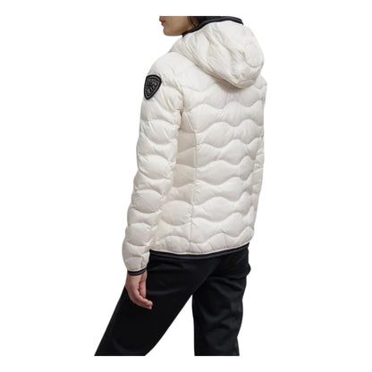 Piumino Donna Camelia Bianco, con patch logo strass e cappuccio