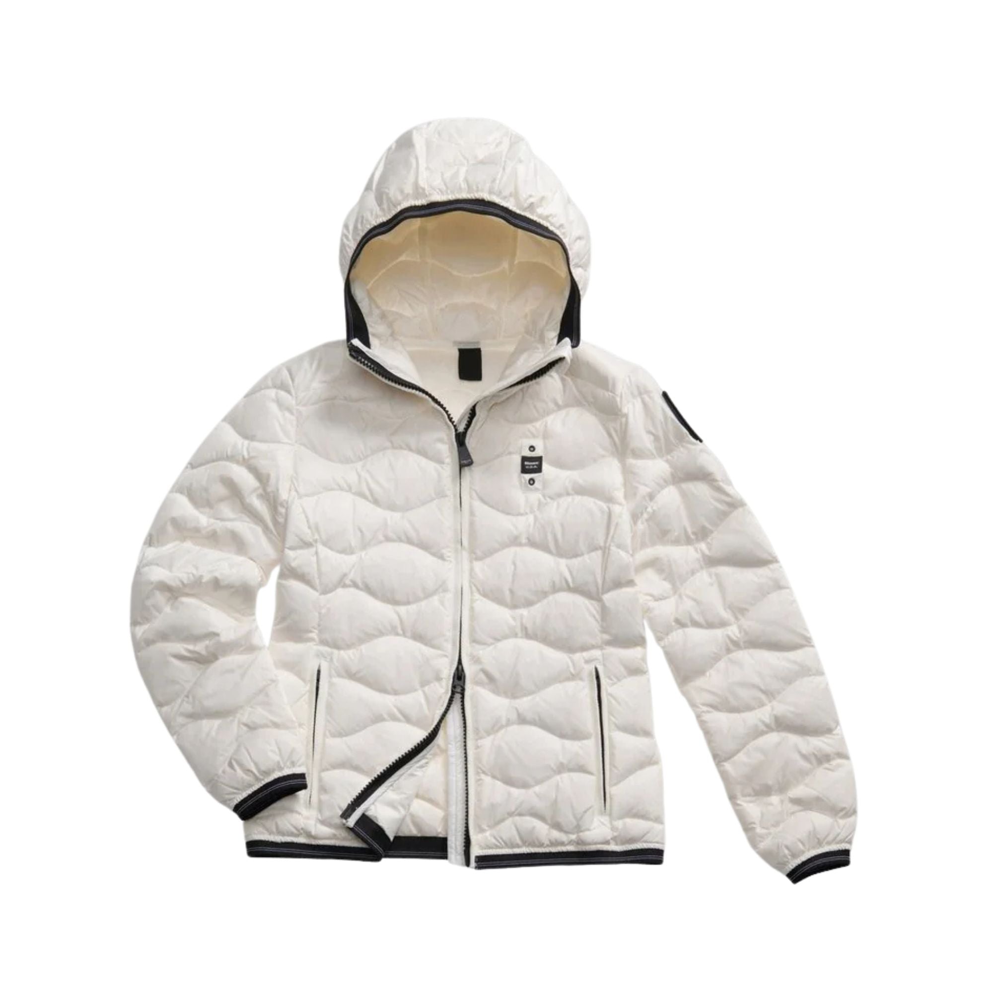 Piumino Donna Camelia Bianco, con patch logo strass e cappuccio