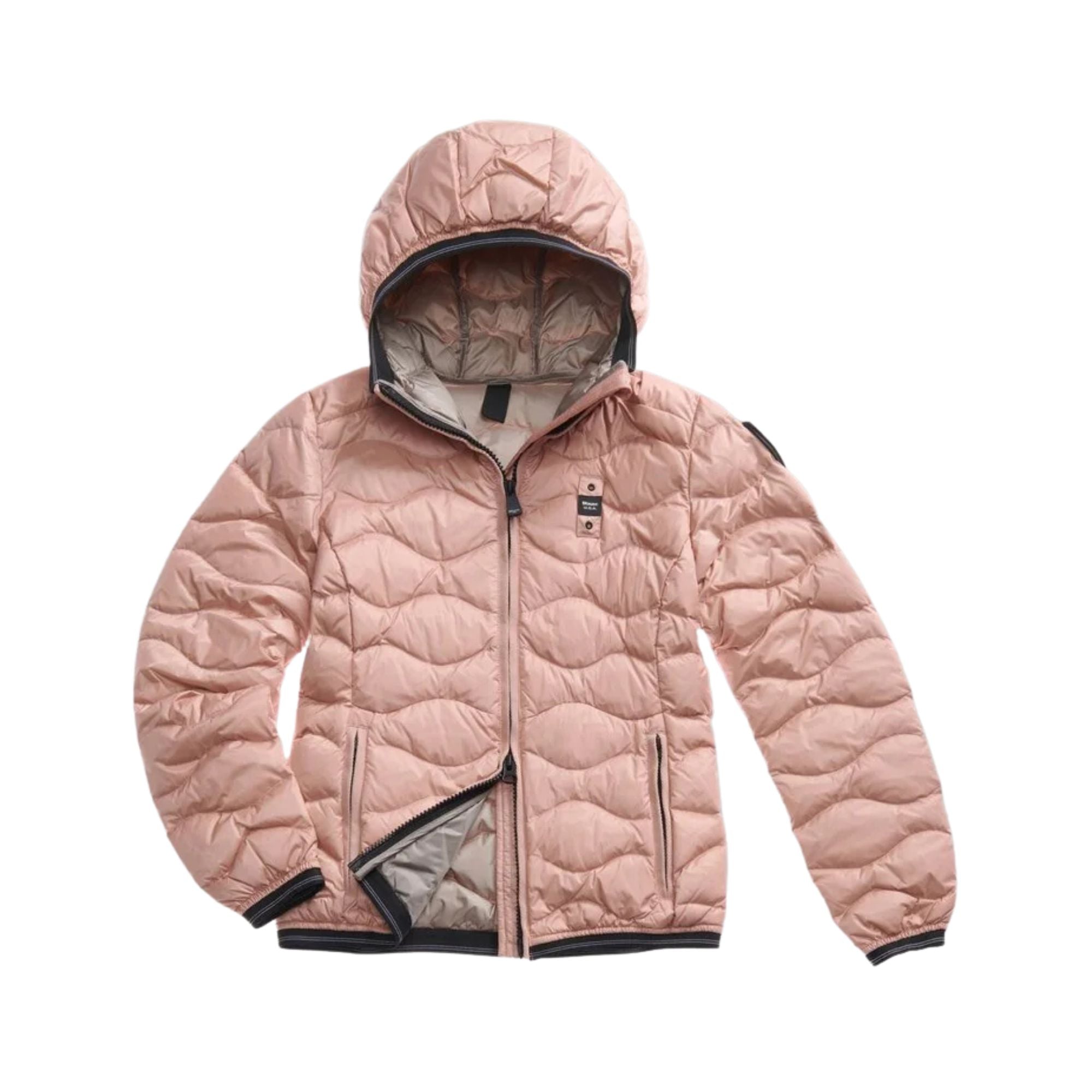 Piumino Donna Camelia, con impunture ondulate e passante logo sul petto 