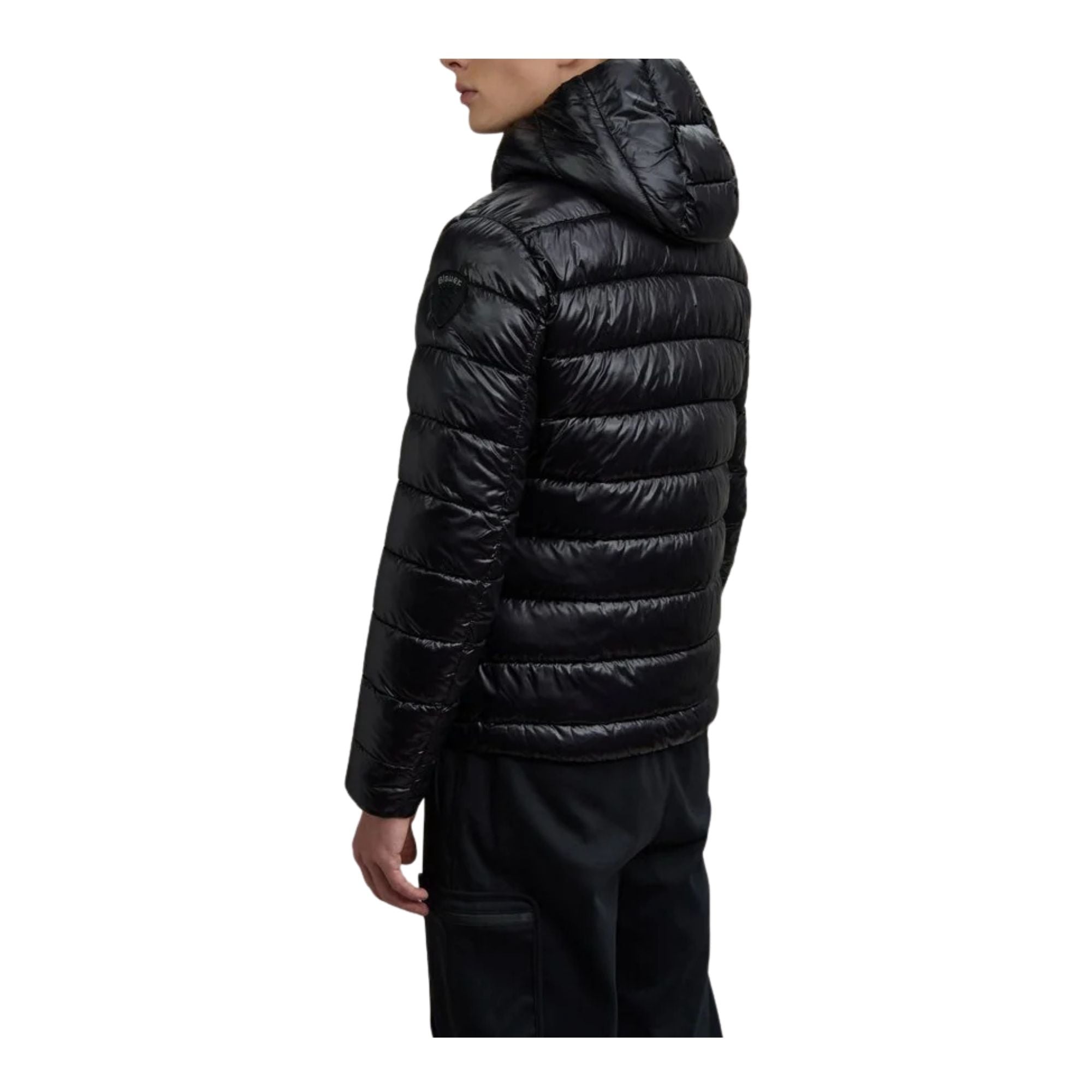 Piumino Uomo Adams Nero, idrorepellente, con patch e passante logo 