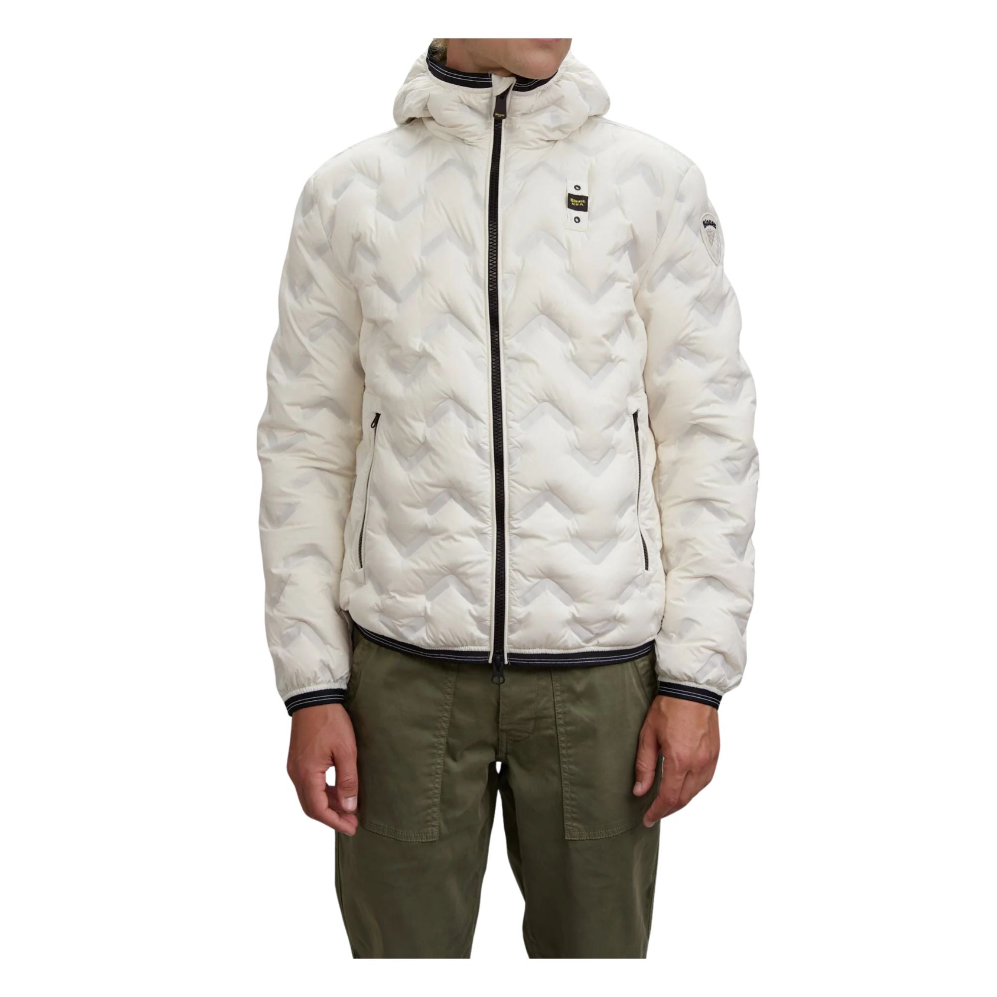 Piumino Uomo Piery Bianco, con patch e passante logo
