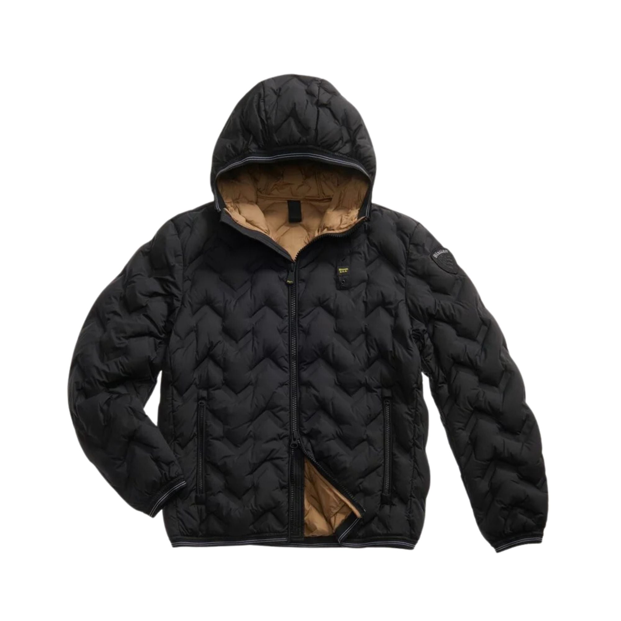 Piumino Uomo Piery Nero, con patch e passante logo