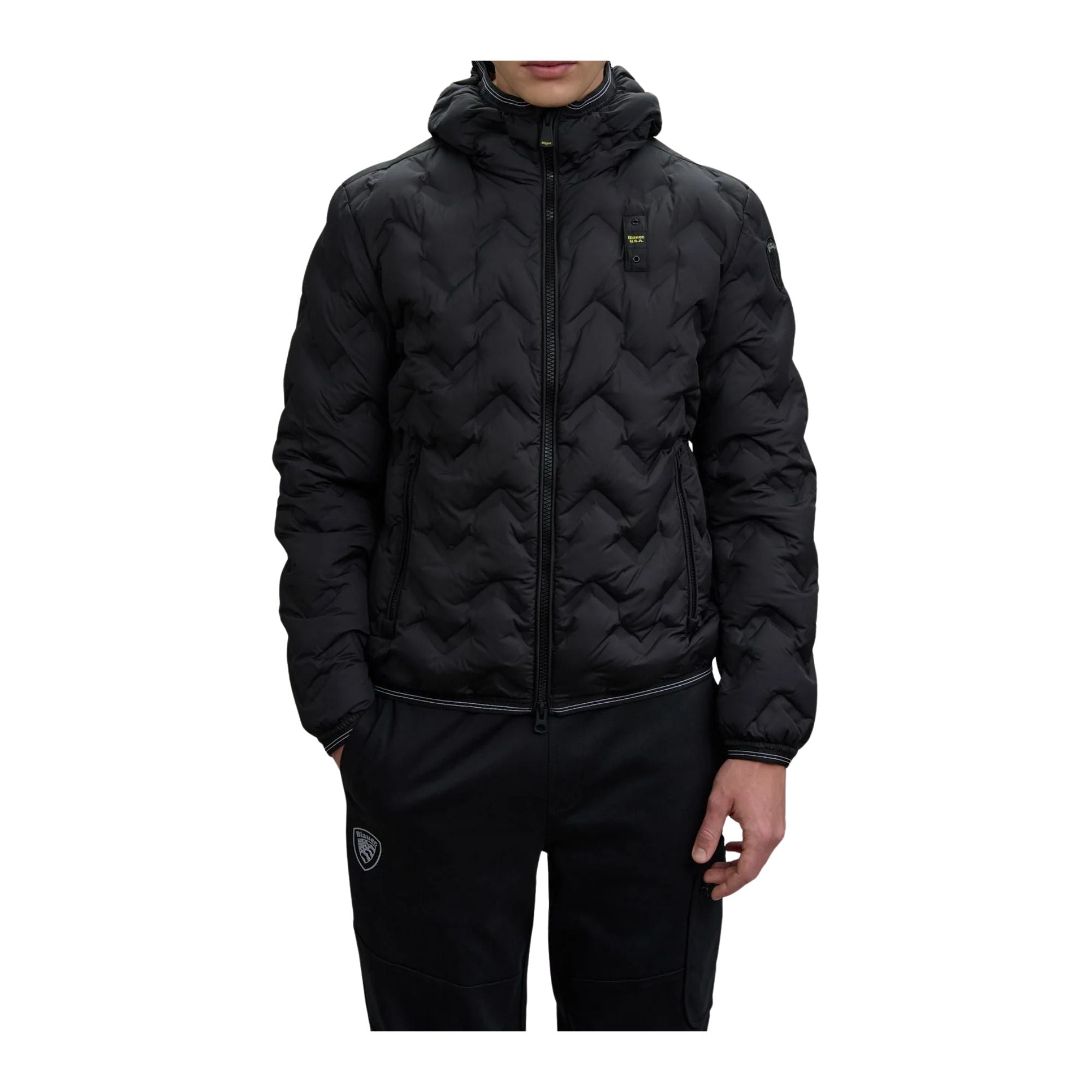 Piumino Uomo Piery Nero, con patch e passante logo
