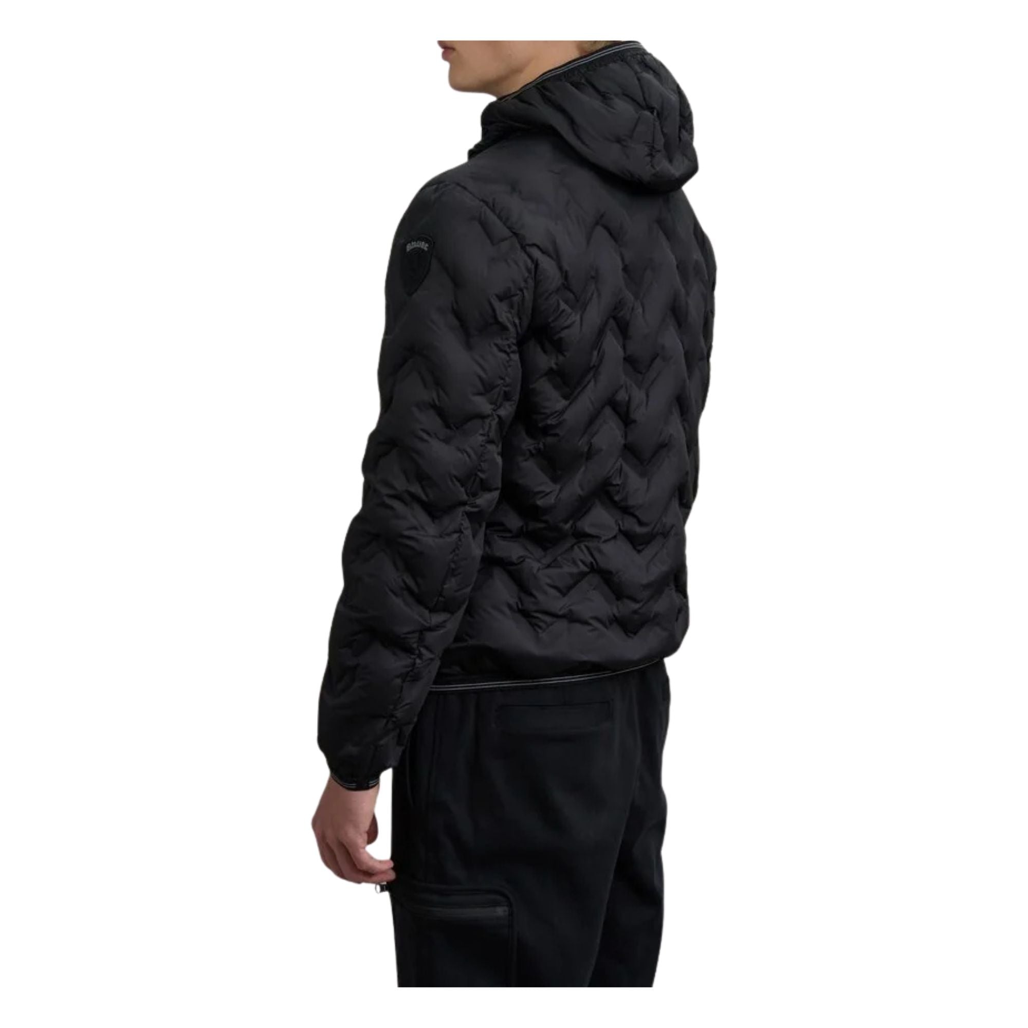 Piumino Uomo Piery Nero, con patch e passante logo