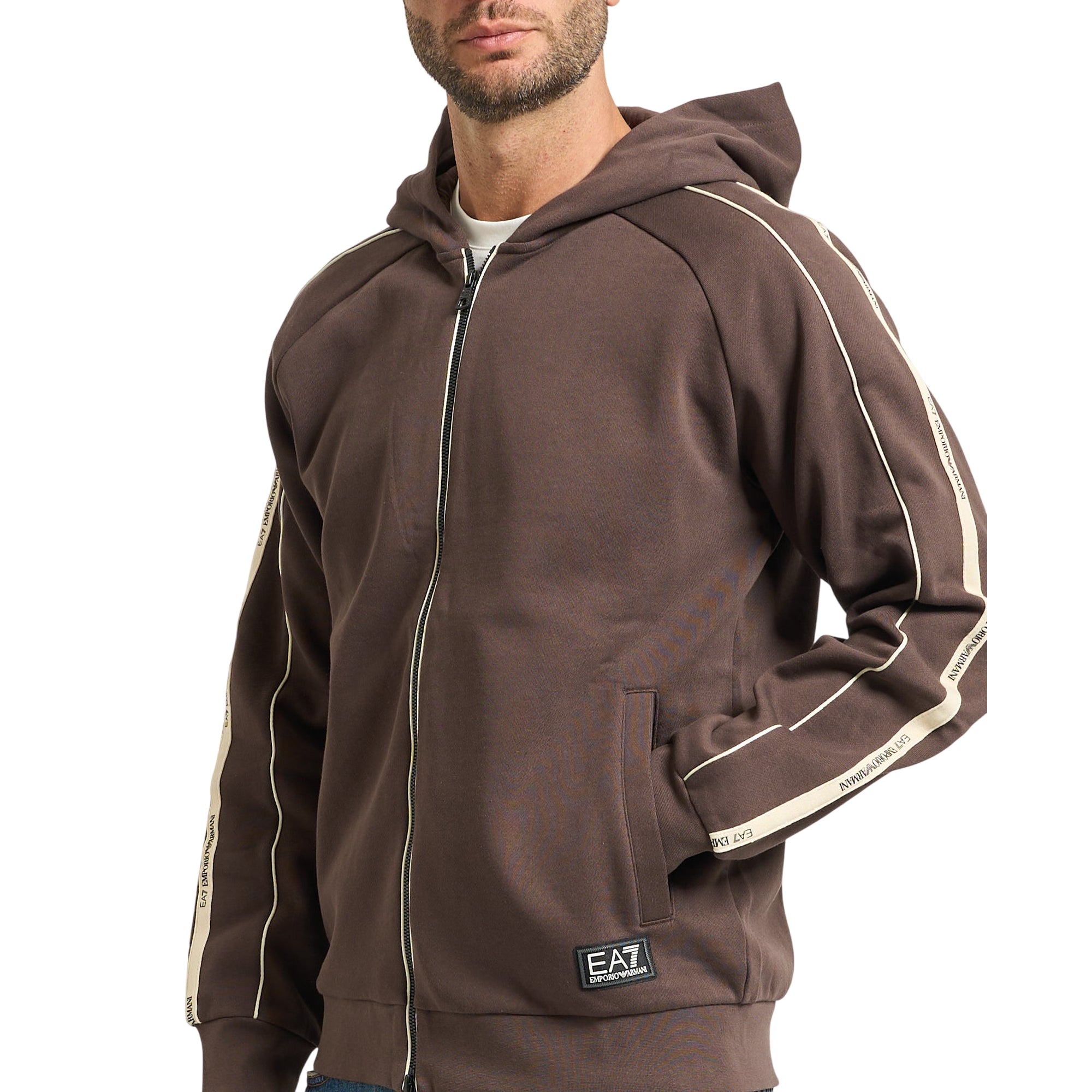 Felpa Uomo con zip e cappuccio marrone