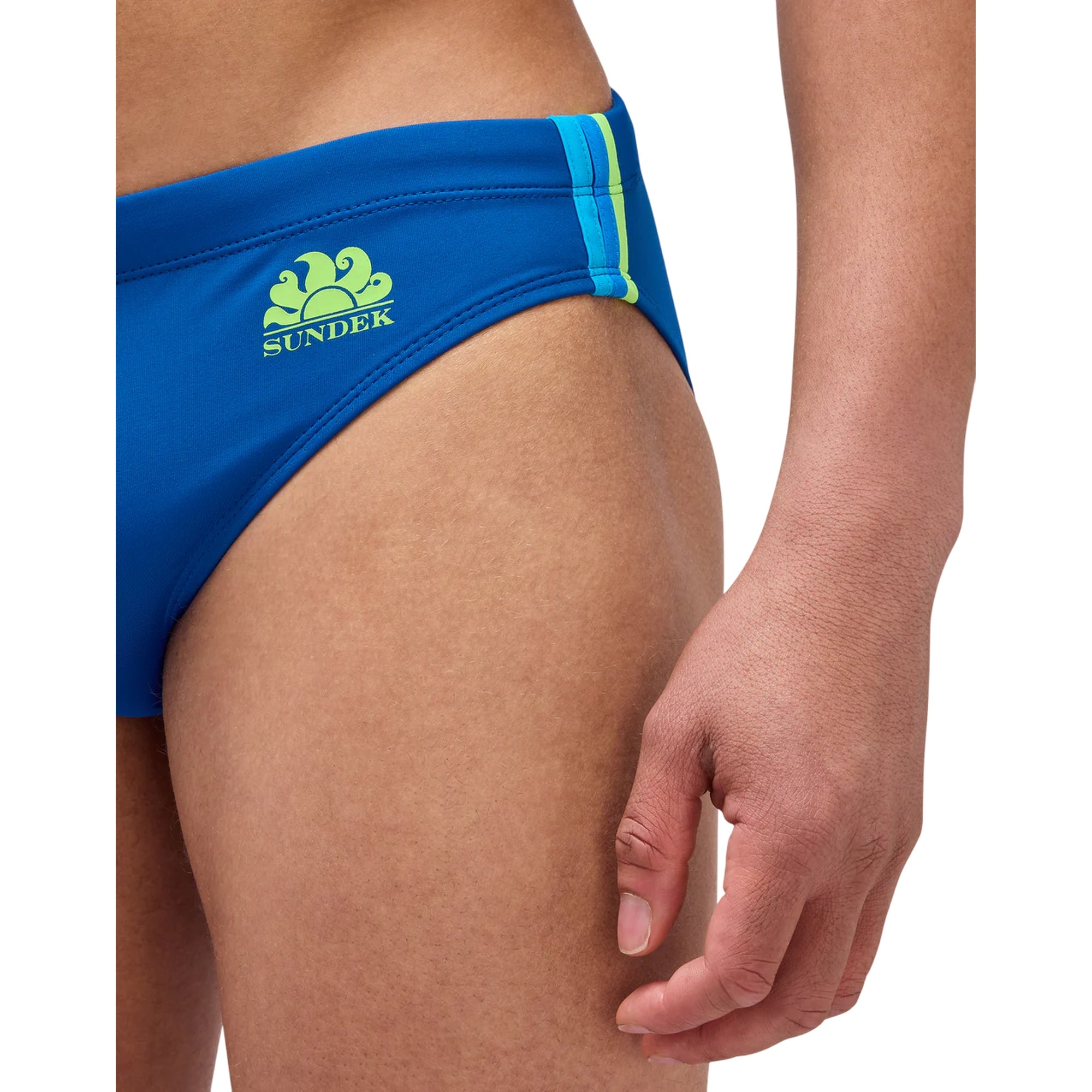 Costume Uomo Blu Royal a tinta unita, con stampa logo, modello slip 