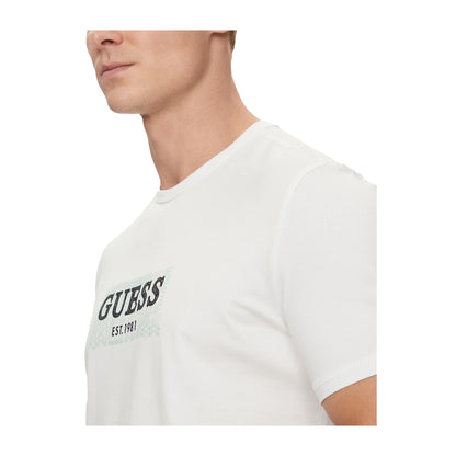 Guess T-shirt Uomo Slim fit Bianca con logo dettaglio