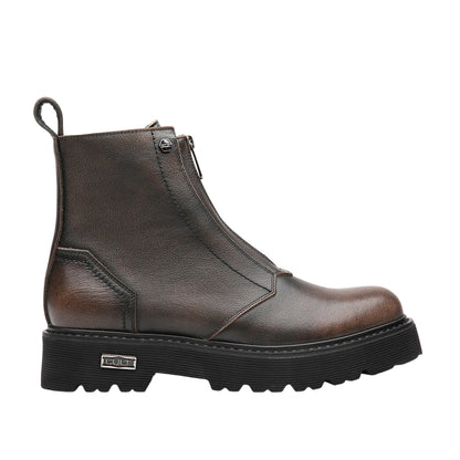 Stivaletto Uomo con tomaia in pelle, zip frontale e logo metallico