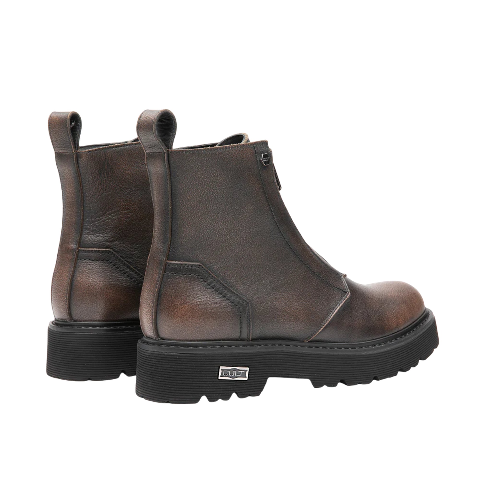 Stivaletto Uomo con tomaia in pelle, zip frontale e logo metallico