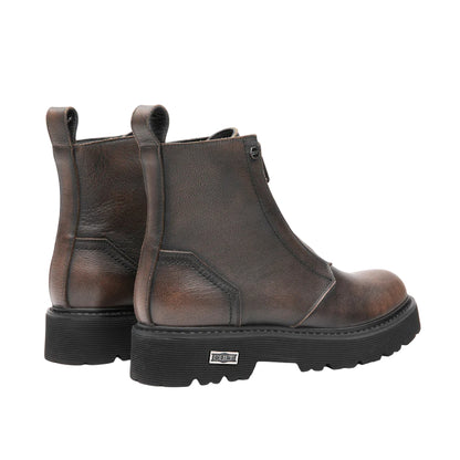 Stivaletto Uomo con tomaia in pelle, zip frontale e logo metallico