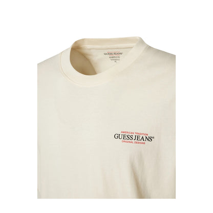 Guess T-shirt Uomo American Tradition crema dettaglio