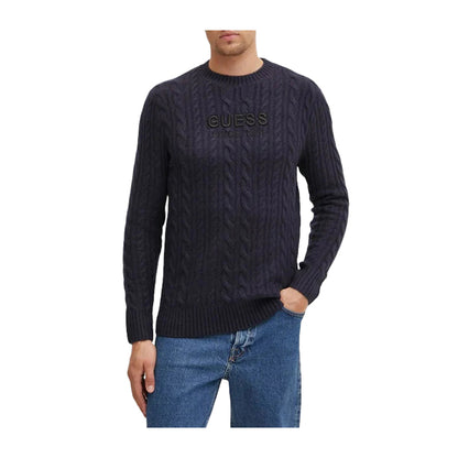 Maglione Uomo Guess Blu Regular Fit a trecce