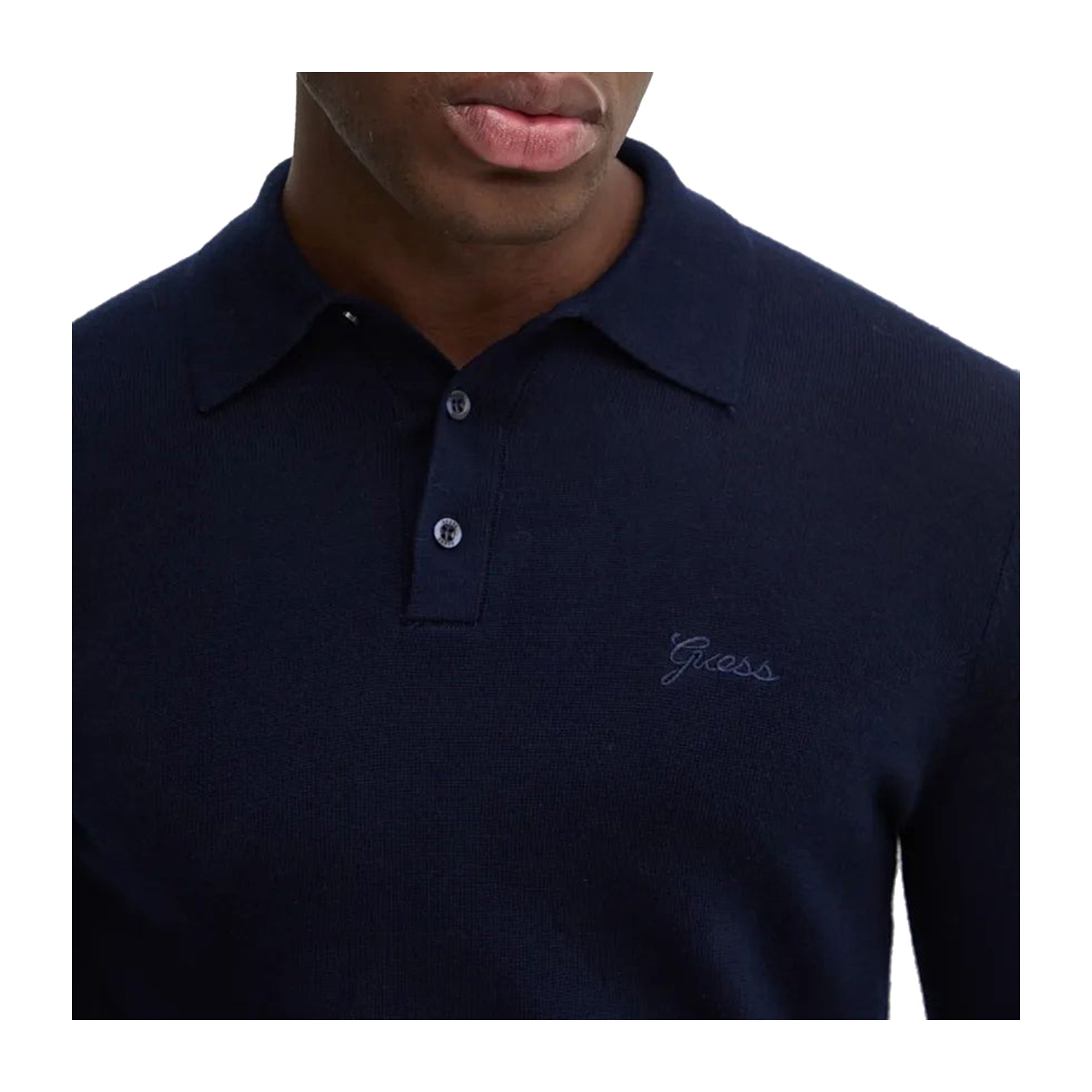 Guess Maglione Uomo in lana a polo Blu