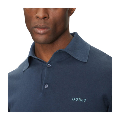 Guess Polo Uomo Blu scuro con logo dettaglio