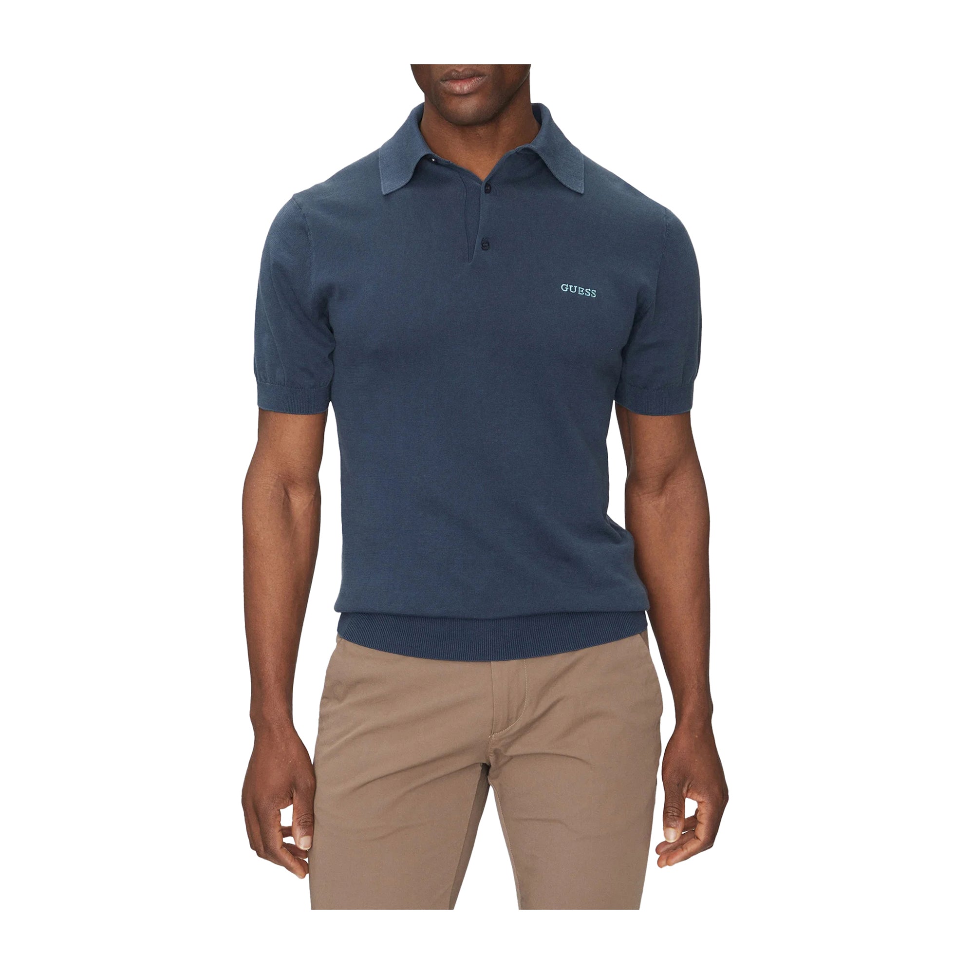 Guess Polo Uomo Blu scuro con logo modello frontale