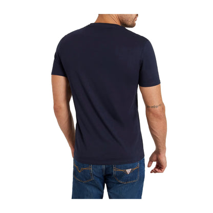 Guess T-shirt Uomo logo triangolo piccolo Blu