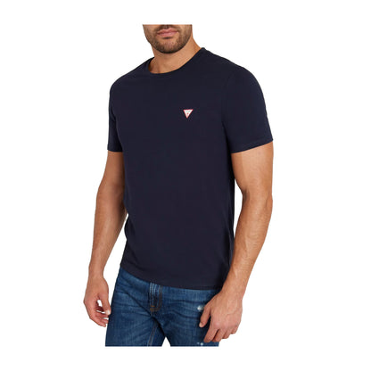 Guess T-shirt Uomo logo triangolo piccolo Blu