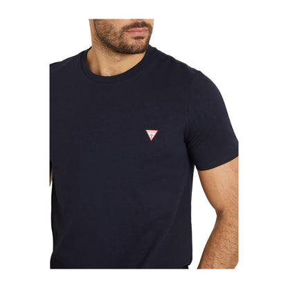 Guess T-shirt Uomo logo triangolo piccolo Blu