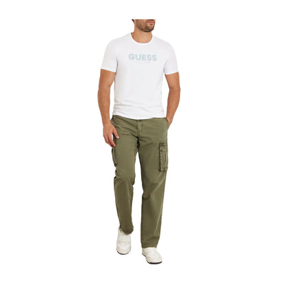 Guess T-shirt Uomo stretch logo frontale Bianco