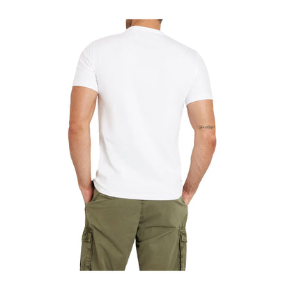 Guess T-shirt Uomo stretch logo frontale Bianco