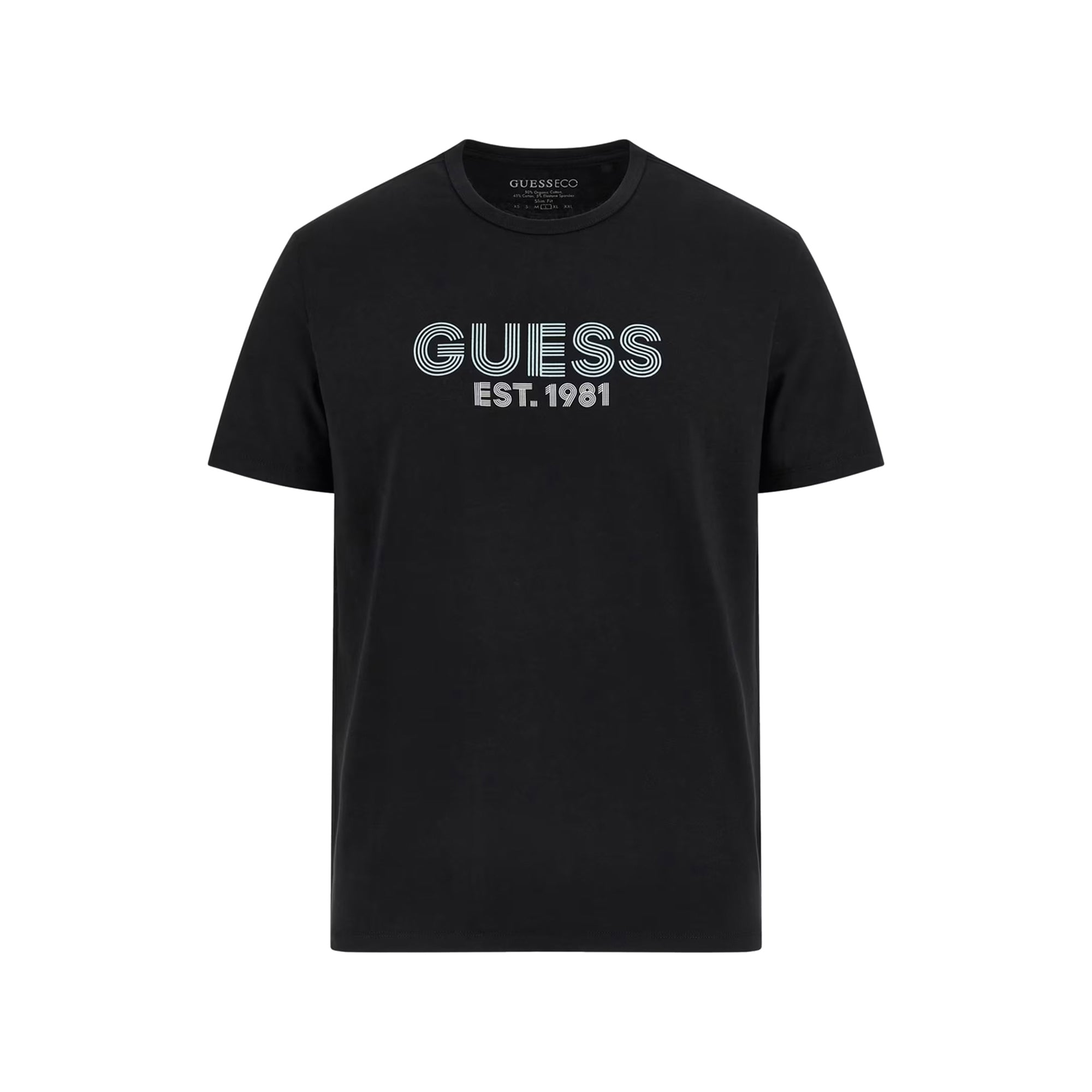 Guess T-shirt Uomo stretch logo frontale Nero